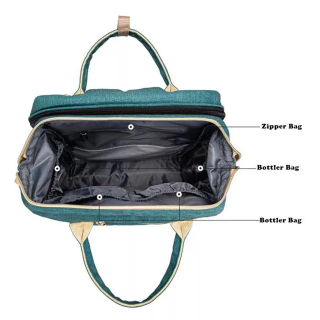 Pikkaboo 4in1 Diaper Bag with Changing Station/Crib-Teal Green - Laadlee