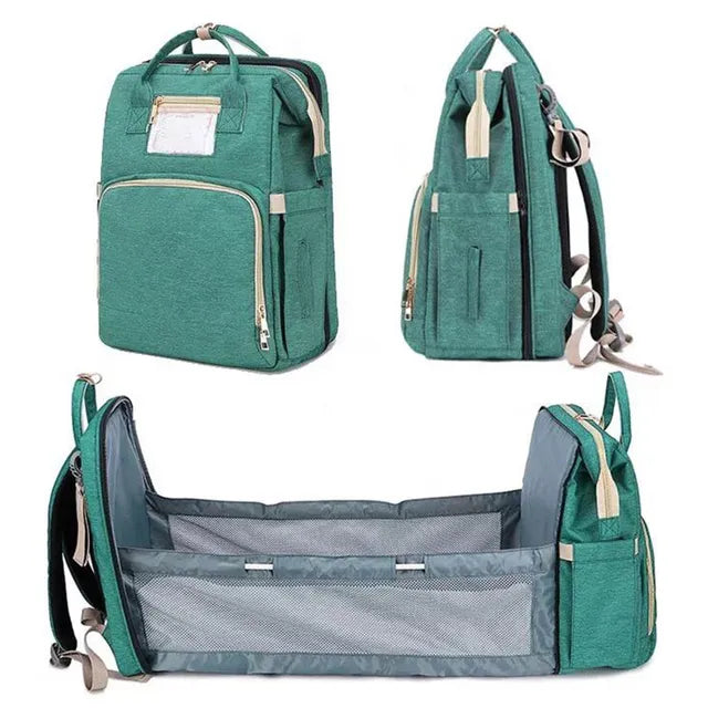 Pikkaboo 4in1 Diaper Bag with Changing Station/Crib-Teal Green - Laadlee
