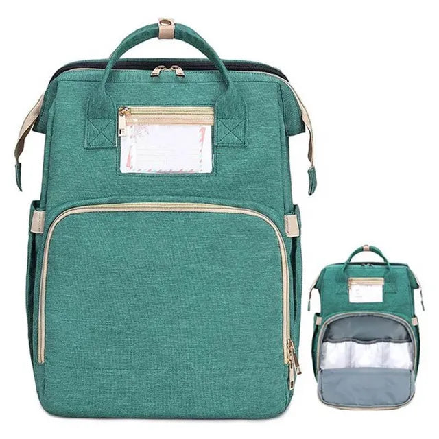 Pikkaboo 4in1 Diaper Bag with Changing Station/Crib-Teal Green - Laadlee