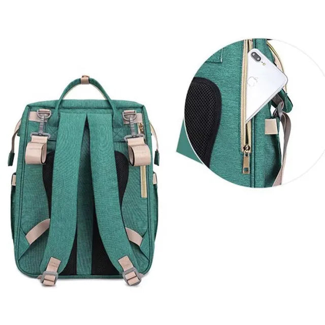 Pikkaboo 4in1 Diaper Bag with Changing Station/Crib-Teal Green - Laadlee