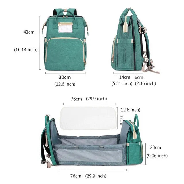 Pikkaboo 4in1 Diaper Bag with Changing Station/Crib-Teal Green - Laadlee