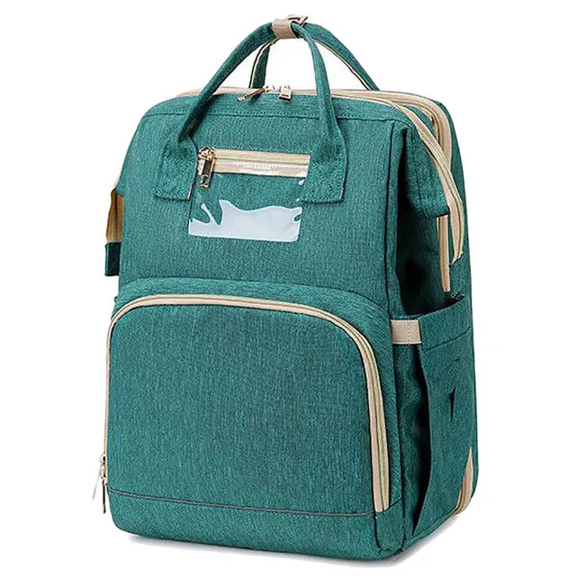 Pikkaboo 4in1 Diaper Bag with Changing Station/Crib-Teal Green - Laadlee