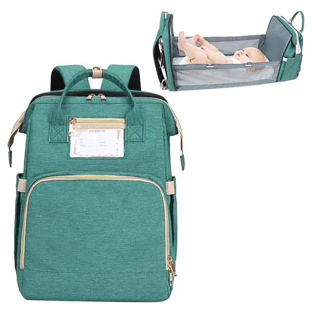Pikkaboo 4in1 Diaper Bag with Changing Station/Crib-Teal Green - Laadlee