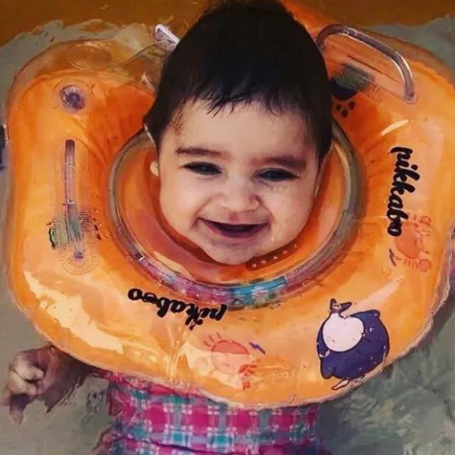 Pikkaboo - Iswimsafe Infant Neck Floater Orange with Inflator - Laadlee