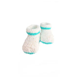 Pikkaboo Cuddles & Snuggles Crochet Baby Booties - White & Green - Laadlee