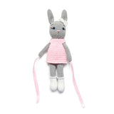 Pikkaboo Crochet Bunny Tieback Clips Pair - Pink and Grey - Laadlee