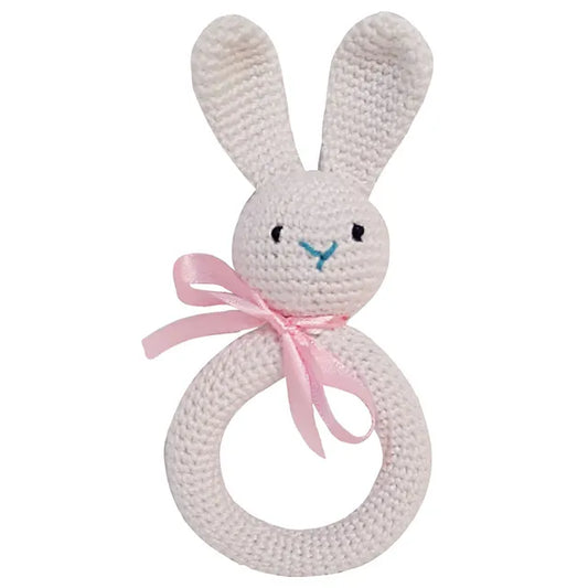 Pikkaboo Handmade Crocheted Bunny Teether - White - Laadlee