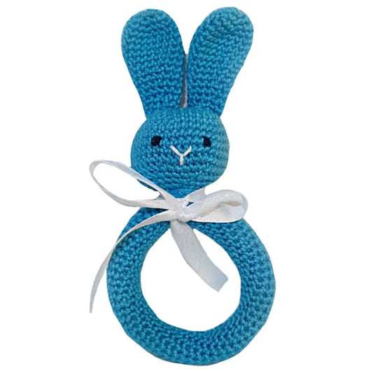 Pikkaboo Handmade Crocheted Bunny Teether - Blue - Laadlee