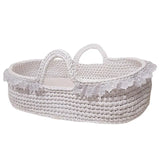 Pikkaboo Handmade Crochet Moses Basket Carrycot - White - Laadlee