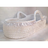 Pikkaboo Handmade Crochet Moses Basket Carrycot - White - Laadlee