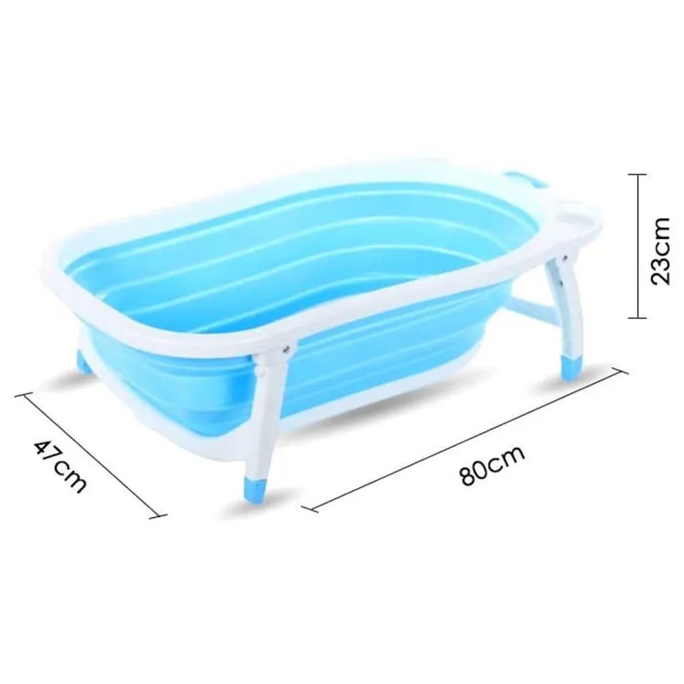 Pikkaboo Baby Foldable Portable Non-Slip Bath Tub - Blue - Laadlee