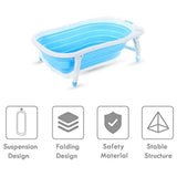 Pikkaboo Baby Foldable Portable Non-Slip Bath Tub - Blue - Laadlee