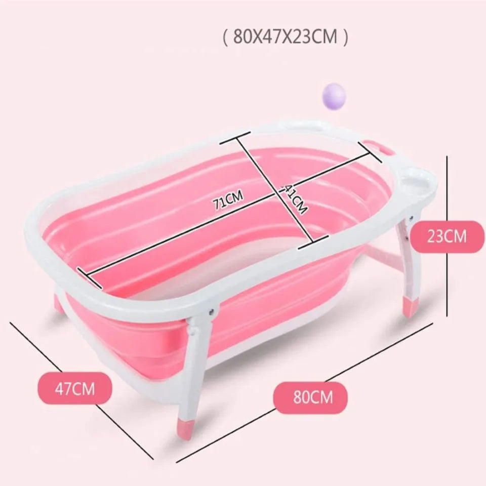 Pikkaboo Baby Foldable Portable Non-Slip Bath Tub - Pink - Laadlee