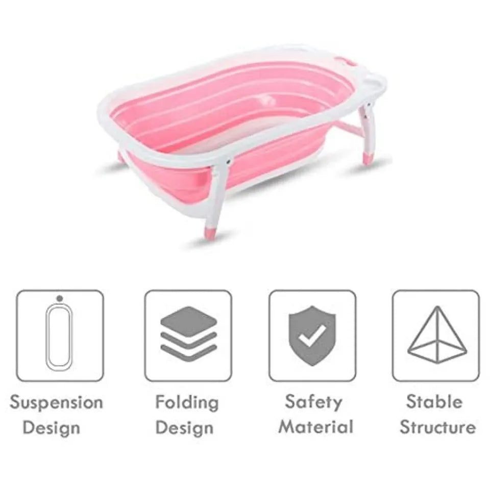 Pikkaboo Baby Foldable Portable Non-Slip Bath Tub - Pink - Laadlee