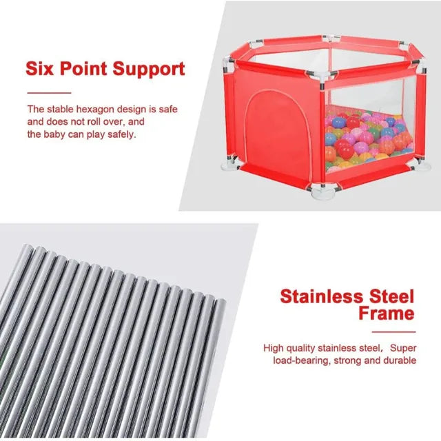 Pikkaboo Portable Playpen with 30 Free balls - Red - Laadlee