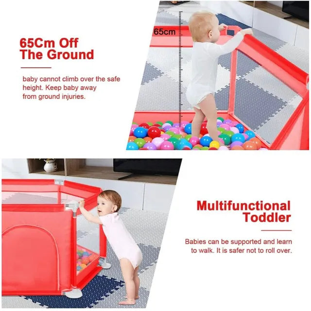 Pikkaboo Portable Playpen with 30 Free balls - Red - Laadlee