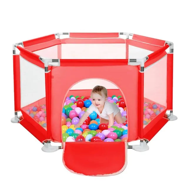 Pikkaboo Portable Playpen with 30 Free balls - Red - Laadlee