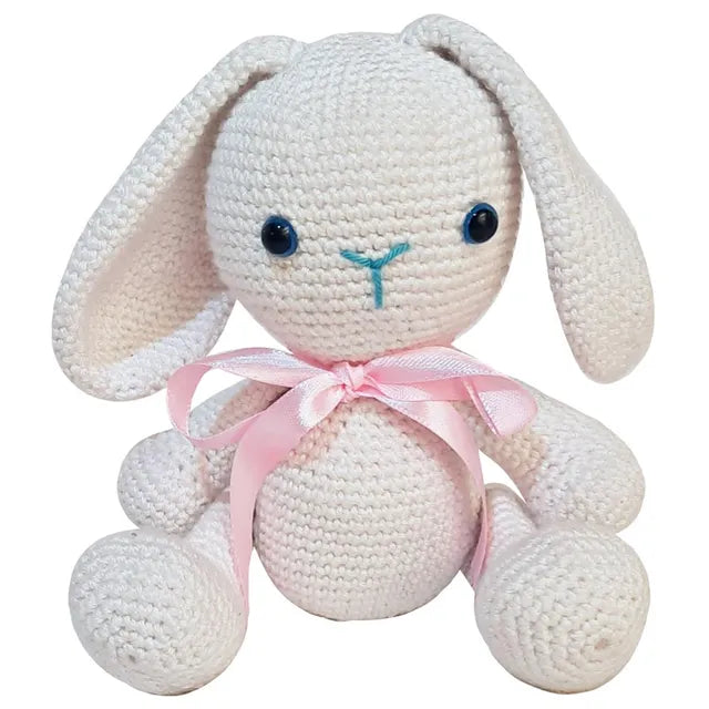 Pikkaboo Snuggle & Play Soft Crocheted Bunny set - White & Pink - Laadlee