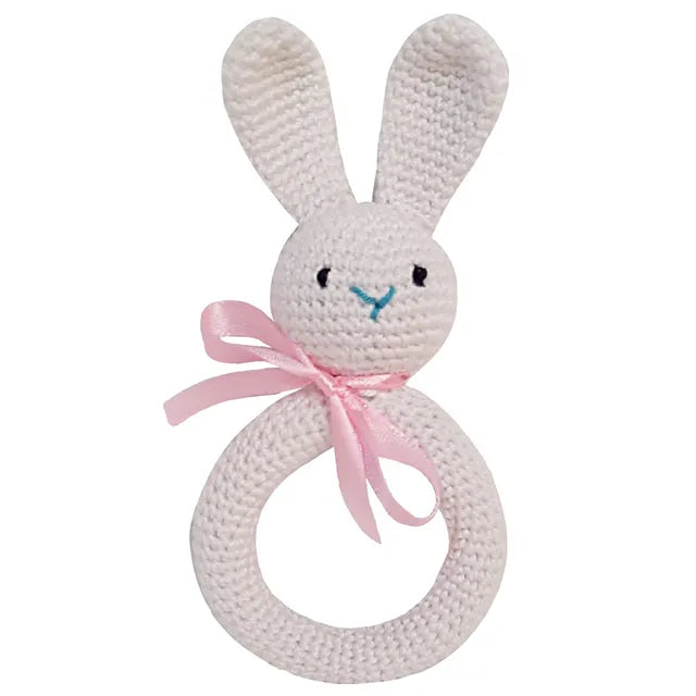 Pikkaboo Snuggle & Play Soft Crocheted Bunny set - White & Pink - Laadlee