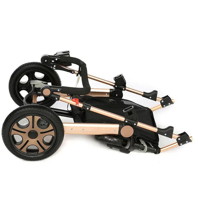 Pikkabo- 3in1 Luxury Pram Stroller-Black - Laadlee