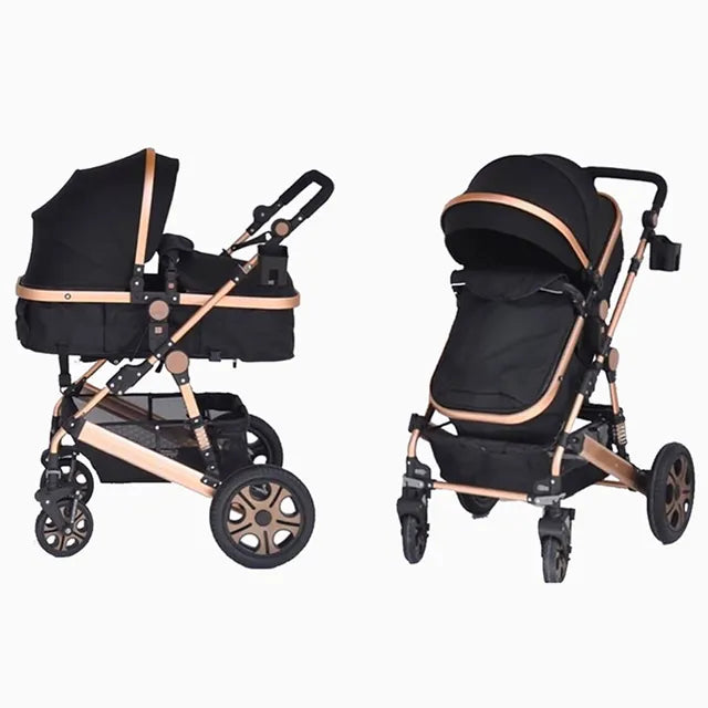 Pikkabo- 3in1 Luxury Pram Stroller-Black - Laadlee