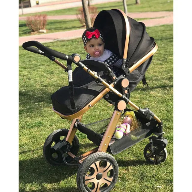 Pikkabo- 3in1 Luxury Pram Stroller-Black - Laadlee