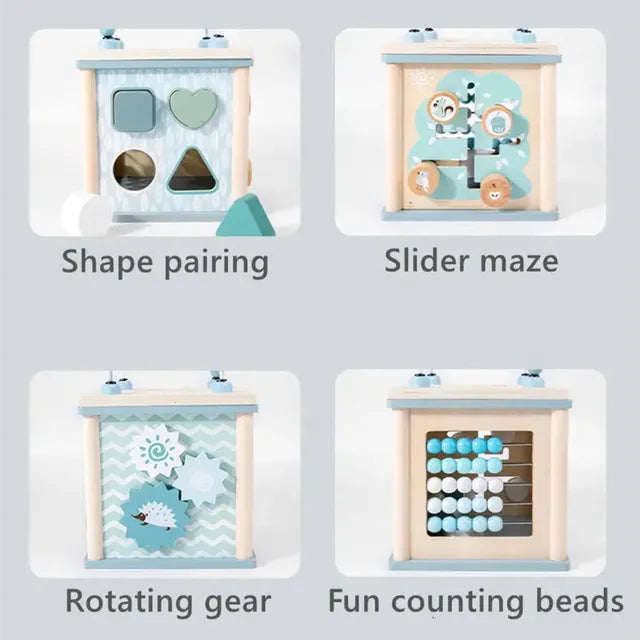 Woody Buddy - Activity Cube - Blue - Laadlee