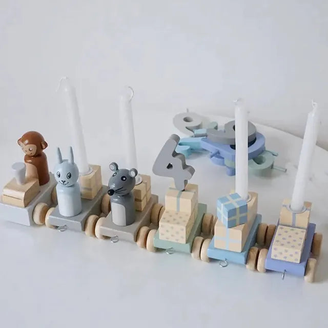 Woody Buddy - Birthday Train - Blue - Laadlee