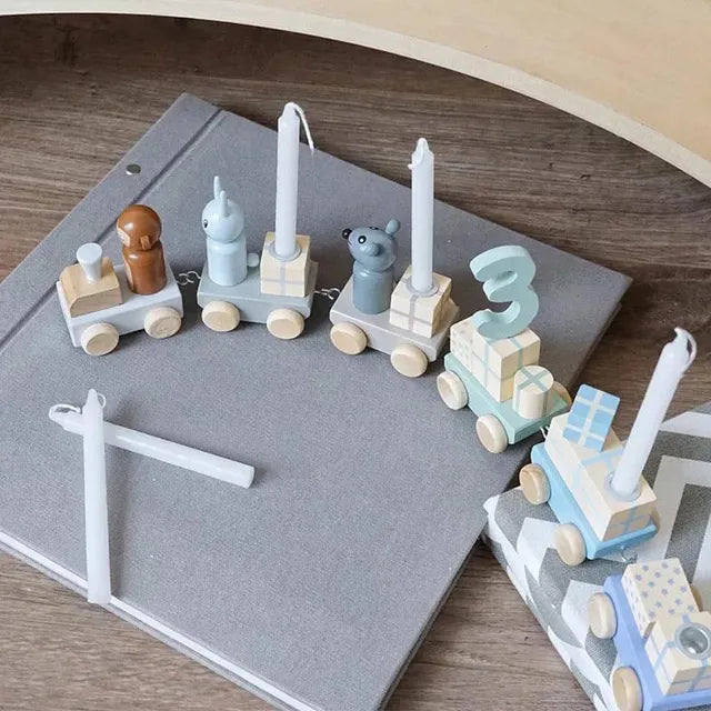 Woody Buddy - Birthday Train - Blue - Laadlee