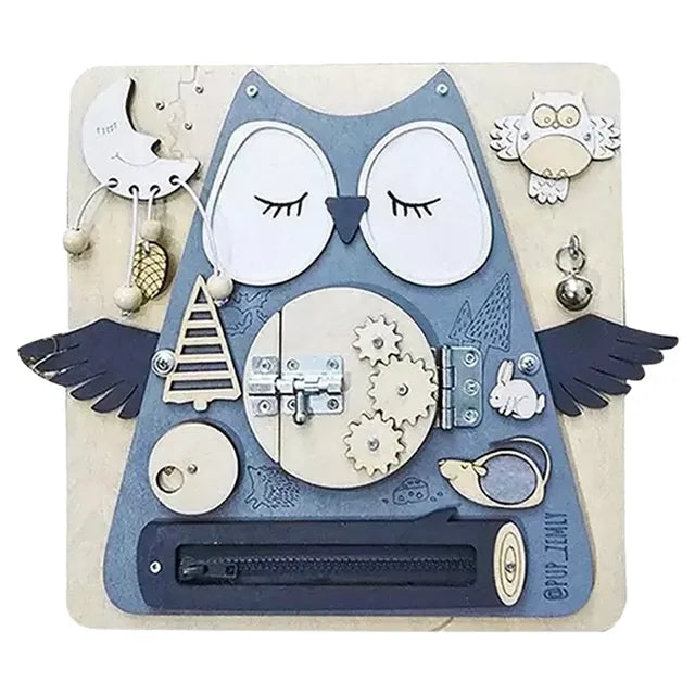 Woody Buddy - Mrs. Owl busy Board - Blue - Laadlee