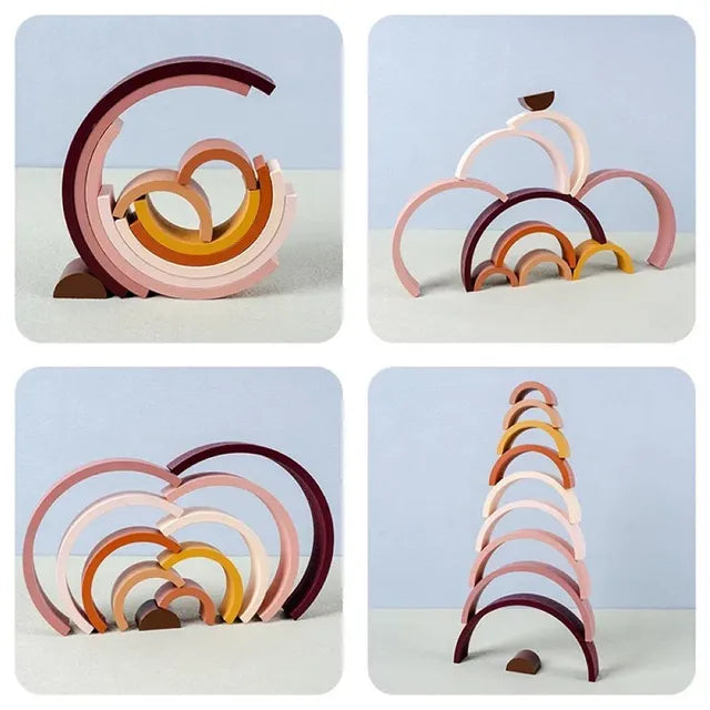 Woody Buddy - Mini Rainbow Stacker - Earthy colors - Laadlee