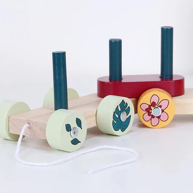 Woody Buddy - Safari Parade Pull along - Grey - Laadlee