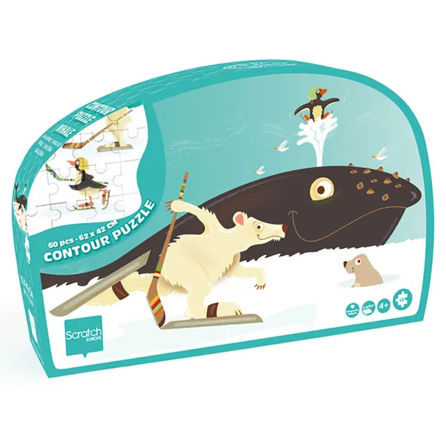 Scratch Europe Whale Contour Puzzle - Laadlee