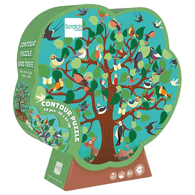 Scratch Europe Bird Tree Contour Puzzle 59 Pcs - Laadlee