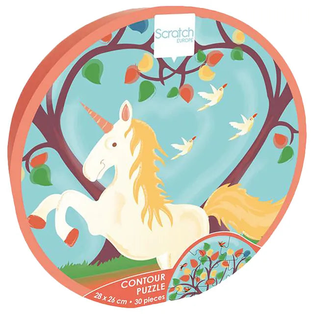 Scratch Europe Heart With Unicorn Contour Puzzle - 30Pcs - Laadlee