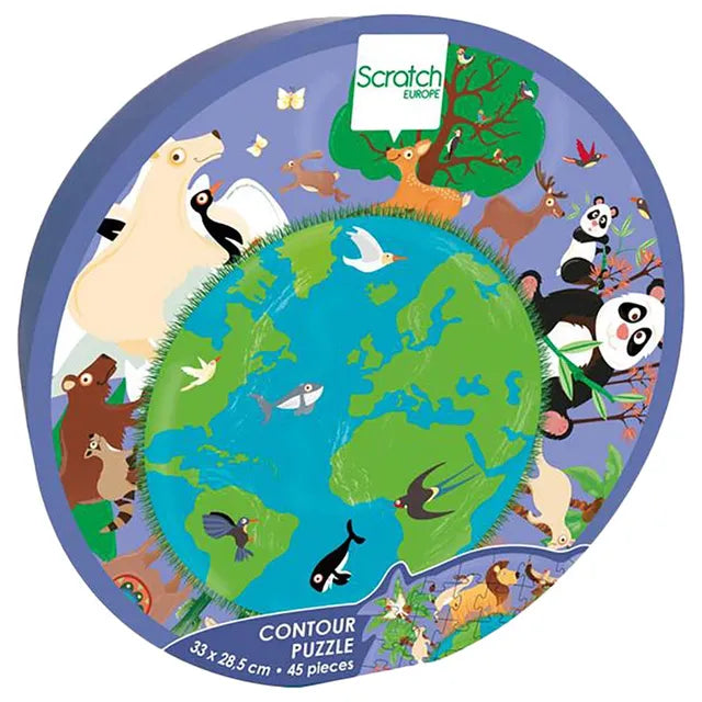 Scratch Europe World Contour Puzzle - 45Pcs - Laadlee