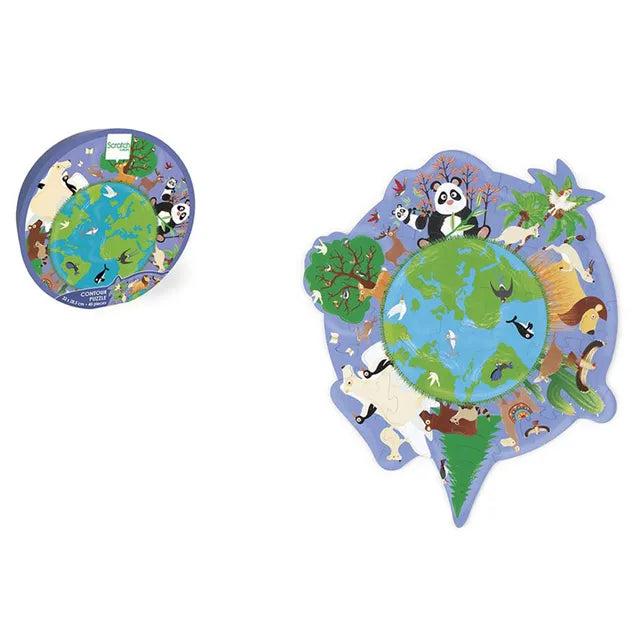 Scratch Europe World Contour Puzzle - 45Pcs - Laadlee