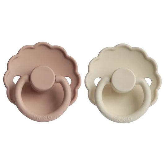 Frigg Daisy Silicone Baby Pacifier 0-6M, 2Pack, Biscuit/Cream - Size 1 - Laadlee