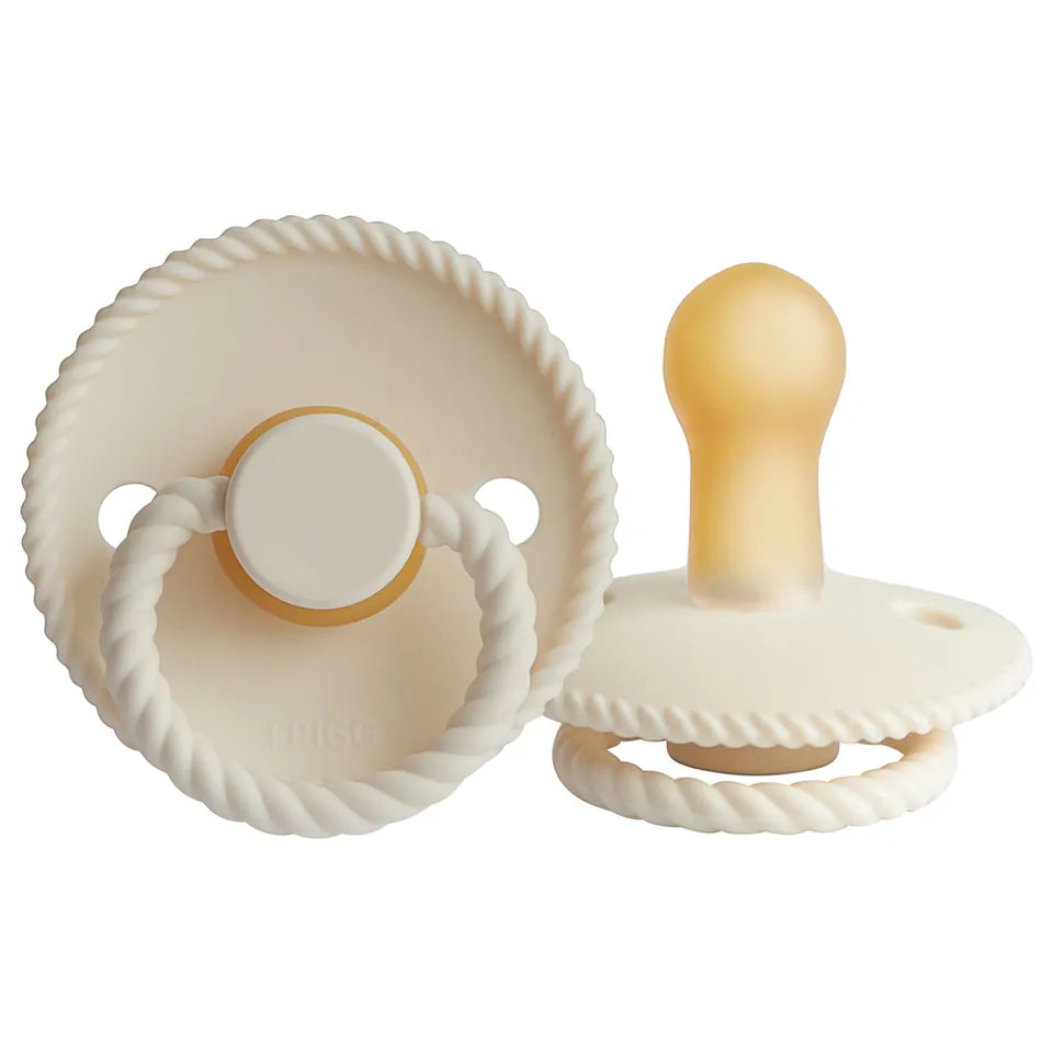 Frigg Rope Latex Baby Pacifier 6M-18M, 1Pack, Cream - Size 2 - Laadlee
