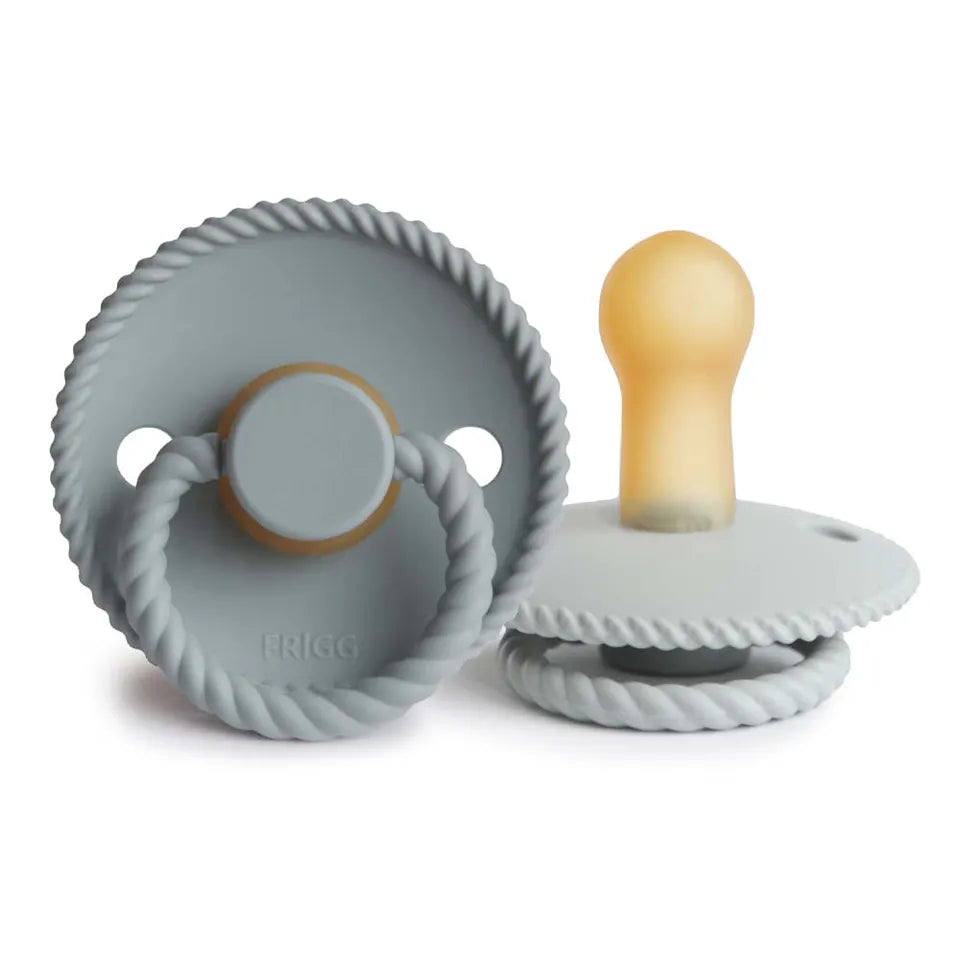 Frigg Rope Latex Baby Pacifier 6M-18M, 2Pack, French Gray/Silver Gray - Size 2 - Laadlee