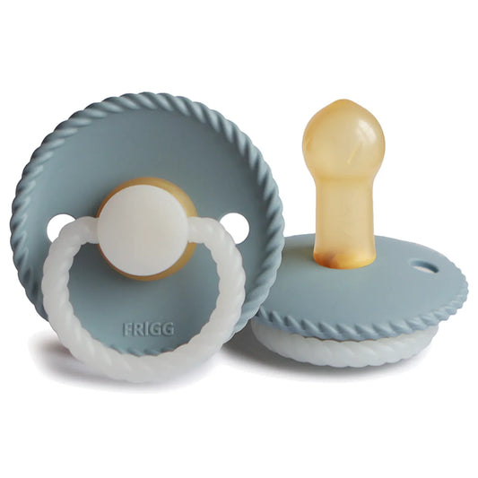 Frigg Rope Latex Baby Pacifier 6M-18M, 1Pack, Stone Blue Night - Size 2 - Laadlee