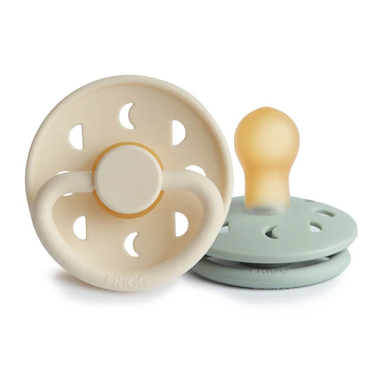 Frigg Moon Phase Latex Baby Pacifier 0-6M, 2Pack, Cream/Sage - Size 1 - Laadlee