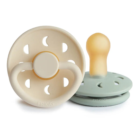 Frigg Moon Phase Latex Baby Pacifier 6M-18M, 2Pack, Cream/Sage - Size 2 - Laadlee