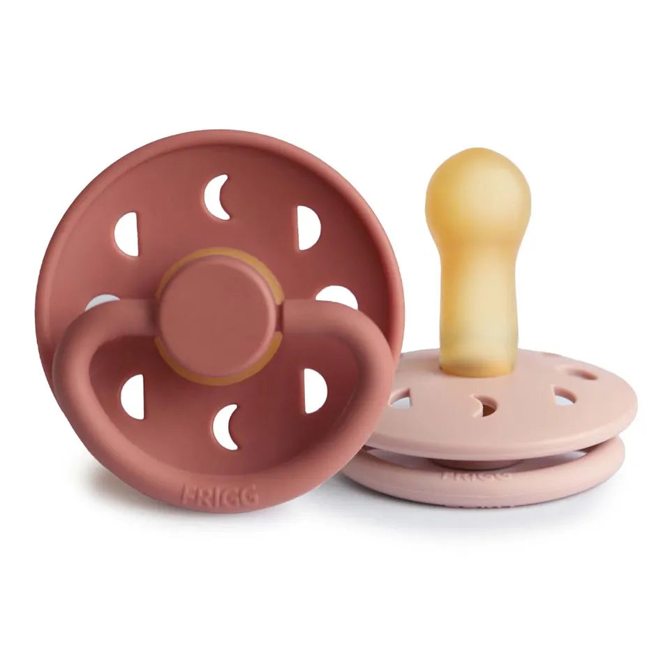 Frigg Moon Phase Latex Baby Pacifier 0-6M, 2Pack, Blush/Powder Blush - Size 1 - Laadlee