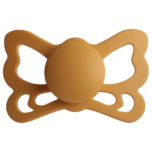 Frigg Butterfly Anatomical Silicone Baby Pacifier 6M-18M, Honey Gold - Size 2 - Laadlee