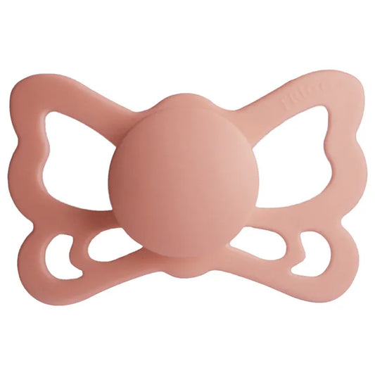 Frigg Butterfly Anatomical Silicone Baby Pacifier 6M-18M, Pretty In Peach - Size 2 - Laadlee