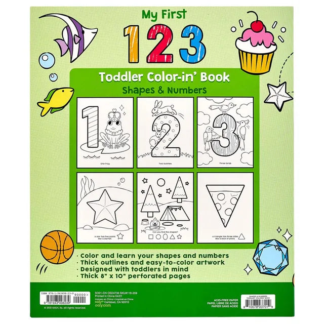 OOLY Toddler Color-In' Book - 123 Shapes & Numbers - Laadlee