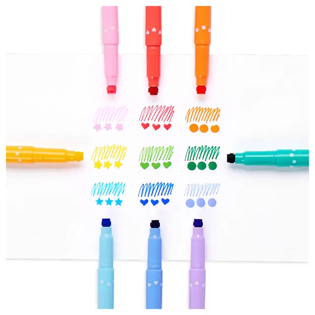 OOLY Confetti Stamp Double Ended Markers - Set of 9 - Laadlee