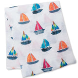 Lulujo Muslin Swaddle - Sailboats - Laadlee