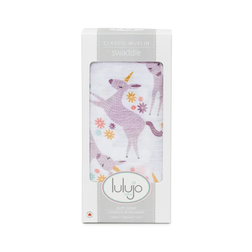 Lulujo Muslin Swaddle - Modern Unicorn - Laadlee